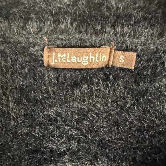 J.McLaughlin Nisa Black Fuzzy Cardigan Sweater Open‎ Front 3/4 Sleeve Small - Picture 6 of 9